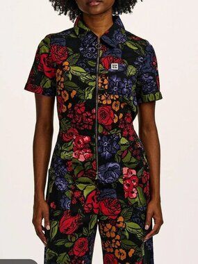 Lucy & Yak Ragan Jumpsuit Maria Dark Floral Print UK18/ US14 Tall